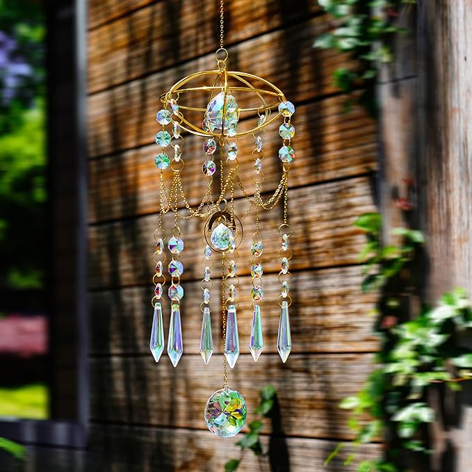 H&D HYALINE & DORA Colored Prisms Crystal Suncatcher Gold Window Sun Catcher - Image 3