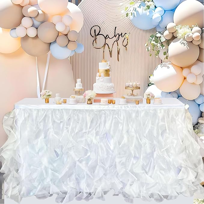 Luxury Organza Mesh Table Skirt Draping Floating Romance by BTFHOME