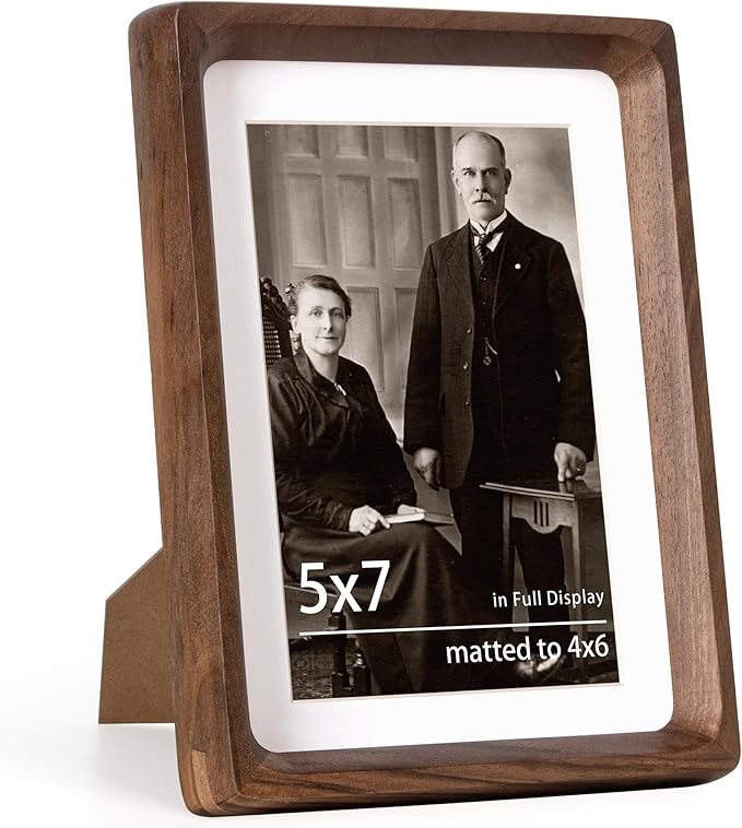 5x7 Wooden Picture Frames USA-Sourced Natural Walnut Wood Solid Wood Photo by Dreamland