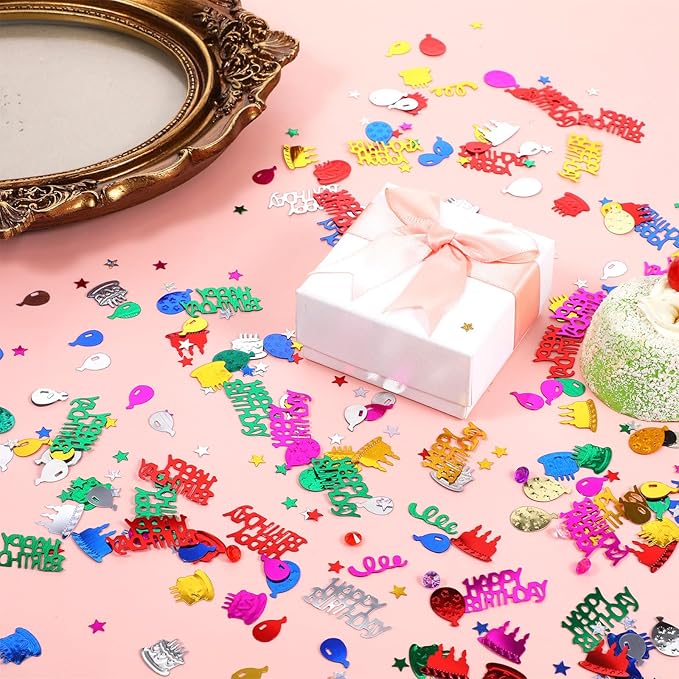 1500 Pcs Happy Birthday Glitter Confetti, Rainbow Foil Confetti Ready - Image 6