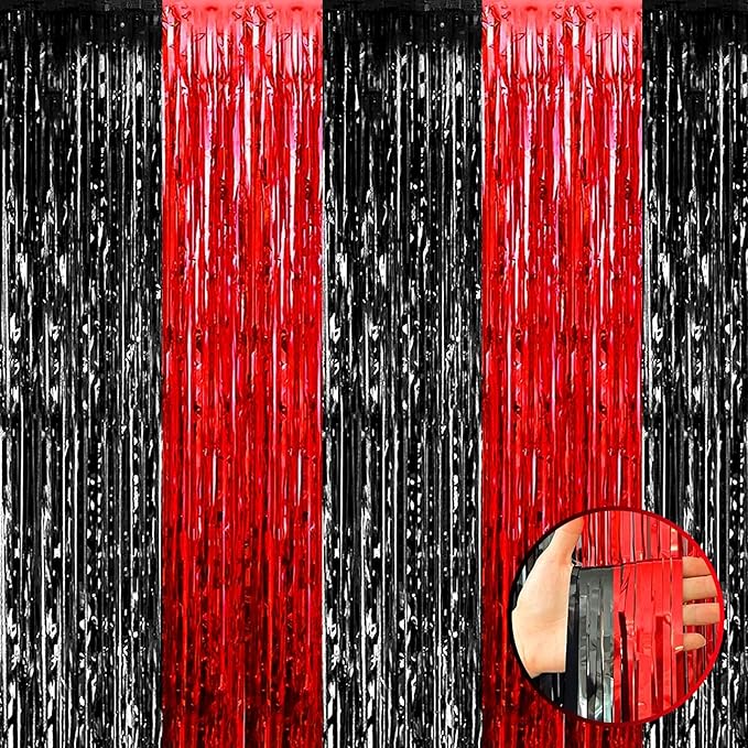 4 Pack Foil Fringe Curtain Backdrop, 3.28Ft x 8.2Ft Metallic Tinsel Foil Fringe by Unknown