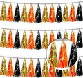 3P Orange Gold Black Metallic Fringe Tassel Banner Garland Foil Tinsel Streamer by Xuuf