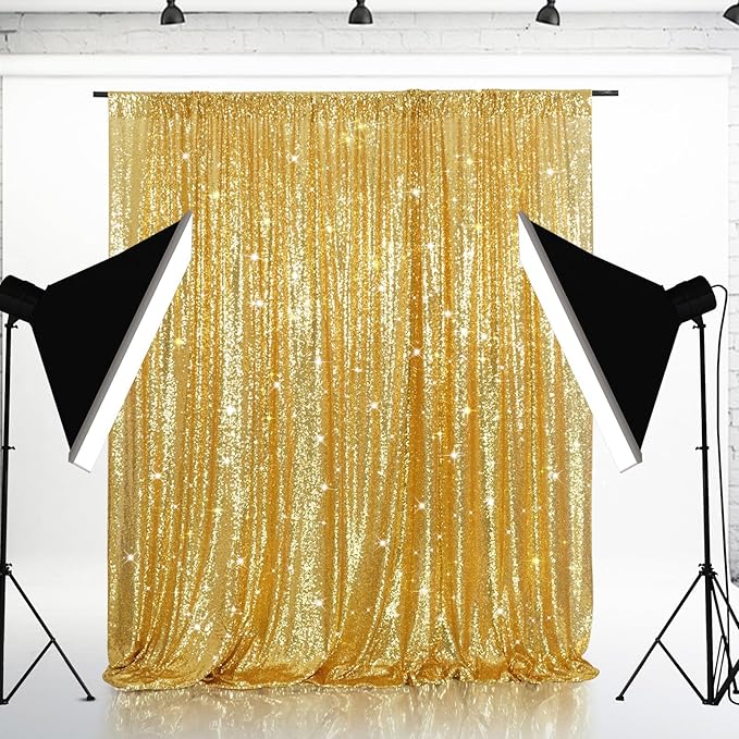 Eternal Beauty Gold Sequin Backdrop, 7x7 Ft Glitter Background Curtains by EternalBeauty