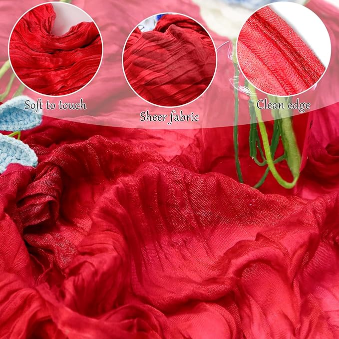 1-Pack Red Cheesecloth Table Runners – 10FT Boho Rustic Gauze Fabric Cheese - Image 4