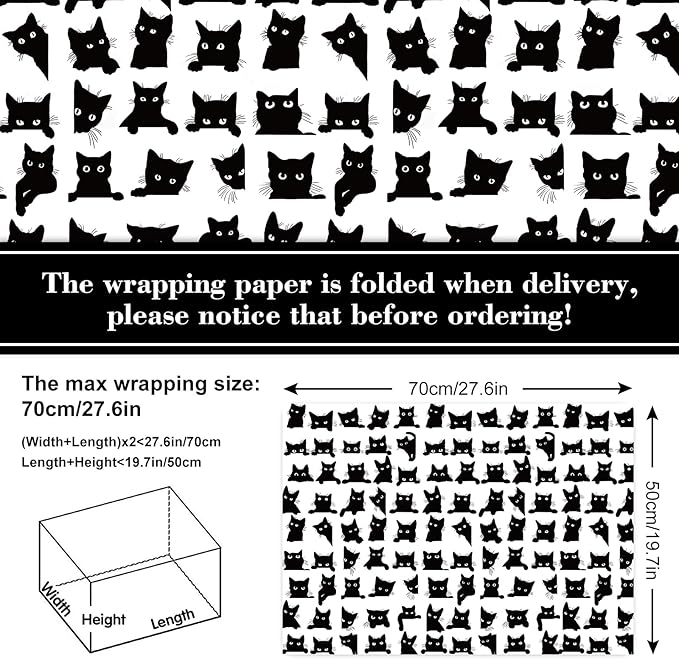 JarThenaAMCS 8 Sheets Cat Wrapping Paper - Image 2