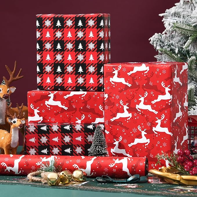 Ulmasinn Reversible Christmas Wrapping Paper Roll - Image 3