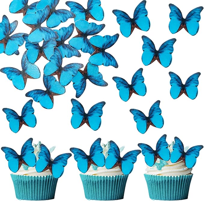 Ephlyn 48Pcs Edible Butterfly Cupcake Toppers 3D Cute Butterfly Cake Picks by Ephlyn