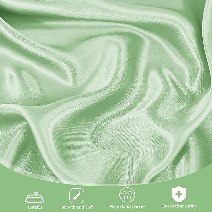 fani 12 Pack 108 Inch Sage Green Satin Tablecloth - Image 4