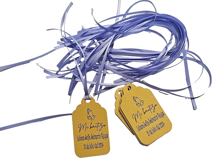 Mi Bautizo Baptism Christening Personalized Thank You Tags 20 pcs - Image 5