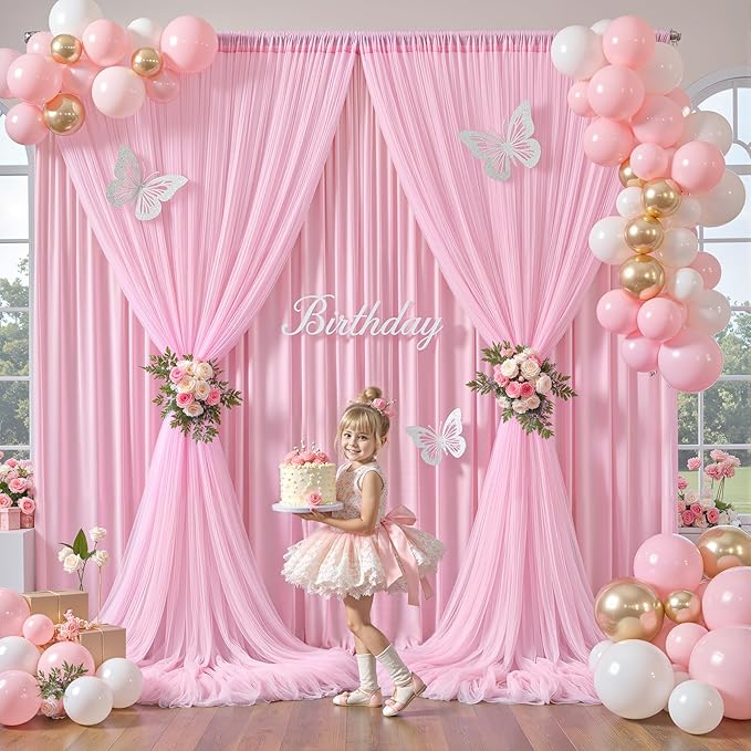Baby Pink Tulle Backdrop Curtain - Image 5