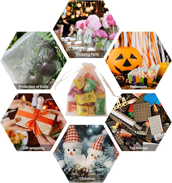 Wudygirl 100PCS Organza Bags Jewelry Bags Drawstring 5X7 Inch Favor Bags - Image 4