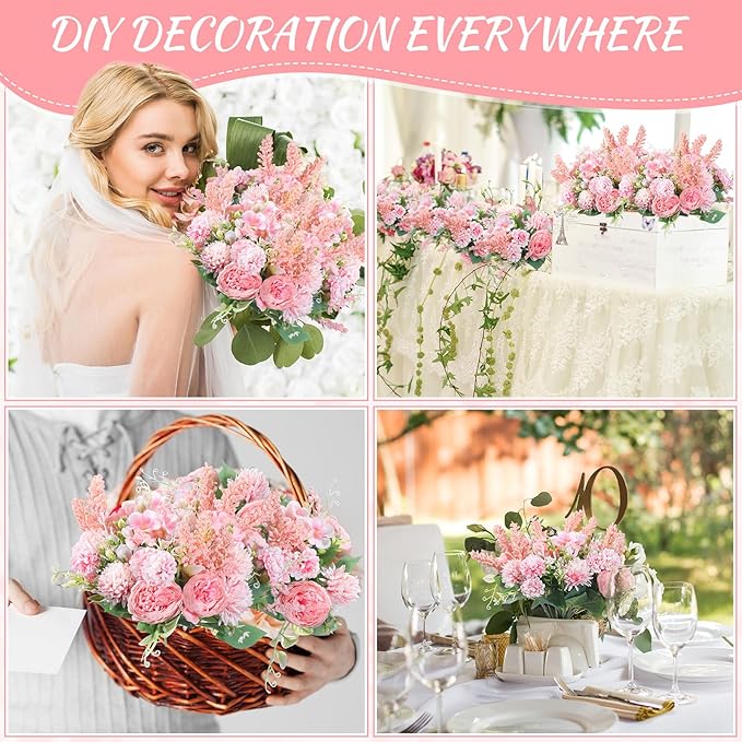Zeyune 8 Pcs Wedding Silk Flowers Fake Silk Flowers Faux Bouquet Hydrangea - Image 5