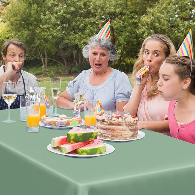 4 Pcs Picnic Table Cover, Disposable Sagegreen Plastic Table Cover, Waterproof - Image 7