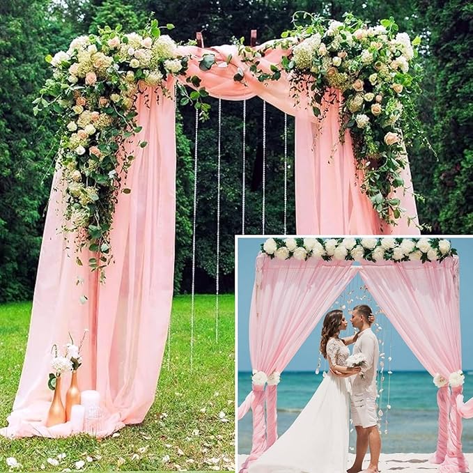 8 Panels Wedding Arch Draping Fabric 28" x 20 Ft Wedding Arch Drapes Chiffon - Image 9
