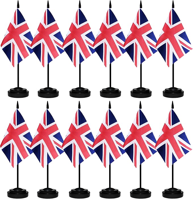 12 Pack United Kingdom Desk Flags Set, UK Small Mini Table Office Flags by BCLin