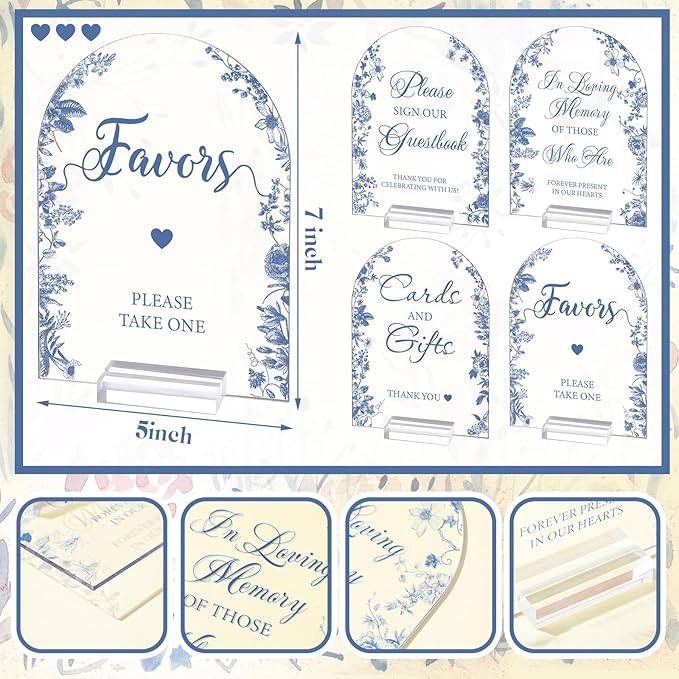 4 Pcs Flower Acrylic Wedding Signs - Image 3