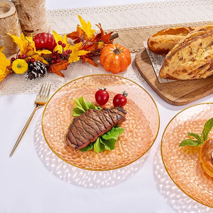 Rubtlamp 100Pcs Thanksgiving Plastic Dinner Plates, 10 Inch Disposable Orange - Image 3