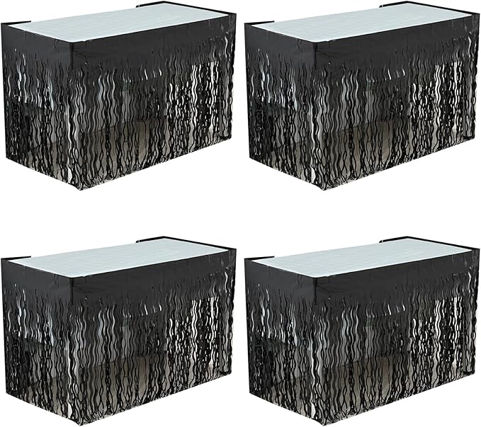4P Wavy Metallic Tinsel Foil Fringe Table Skirts by Unknown