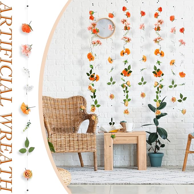 XunYee 6 Pcs 35.4 ft Flower Garlands Hanging Wildflower Backdrop Decoration - Image 4