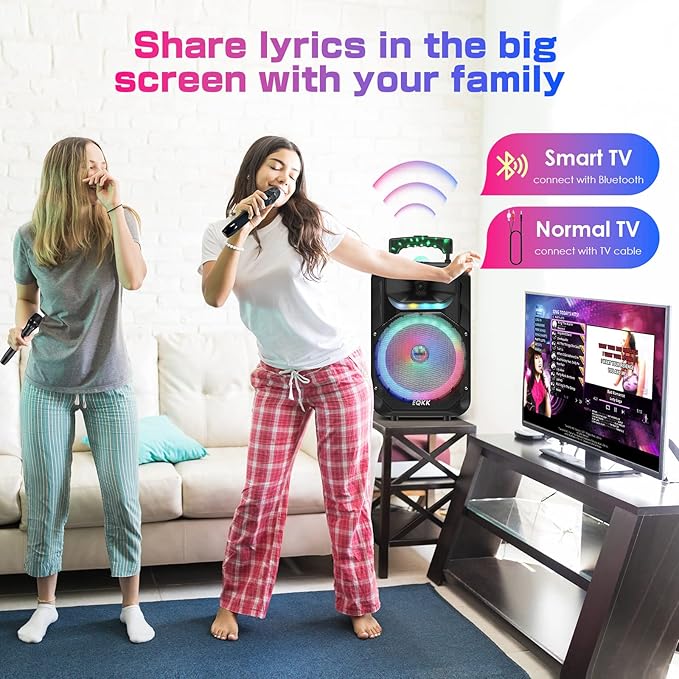 Karaoke Machine with 2 Wireless Microphones, Party Speaker - Image 6