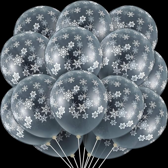 Skylety 40 Pieces Snowflake Balloons Bulk Winter Transparent Snowflake Latex by Skylety