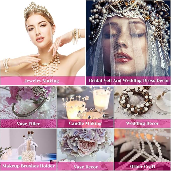 600pcs White Pearl Beads Bulk, 8mm Round White Pearl Beads - Image 7