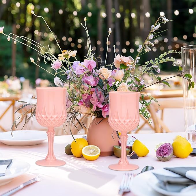 Plastic Vintage Wine Glasses 7OZ Plastic Goblets Vintage Drinking Glasses 48PCS - Image 7