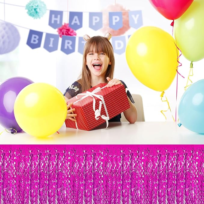 6Pack 29 x108 Inch Rose Red Wave Foil Fringe Table Skirts Metallic Banner - Image 5