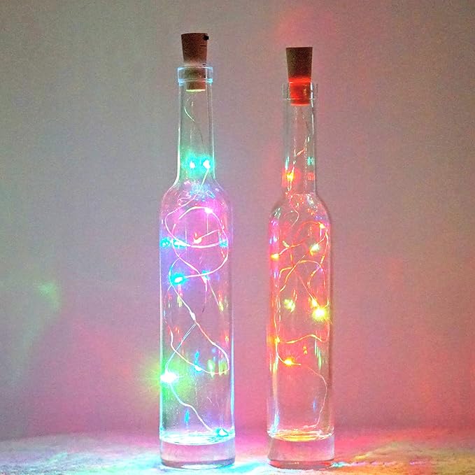 Wine Bottle Lights with Cork 15Pack 10 LED 40 Inches Battery Operated Silver - Image 8