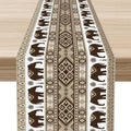 Ethnic Table Runner, Rustic Farmhouse Boho Indian Bohemian Elephant Aztec by Unknown