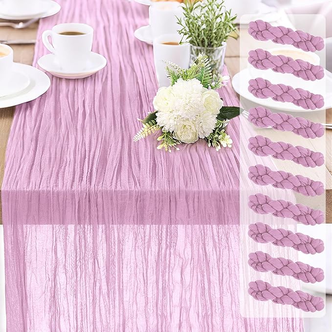 10-Pack Pink Cheesecloth Table Runners – 10FT Boho Rustic Gauze Fabric Cheese by Unknown