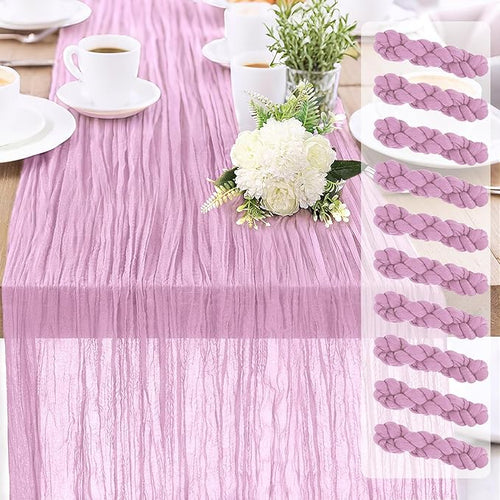 10-Pack Pink Cheesecloth Table Runners – 10FT Boho Rustic Gauze Fabric Cheese by Unknown