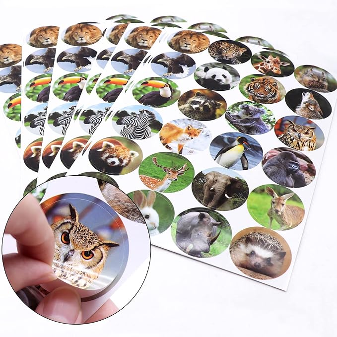 480 Counts Cute Jungle Zoo Wild Animal Stickers 1.5 Round Adhesive Labels - Image 5