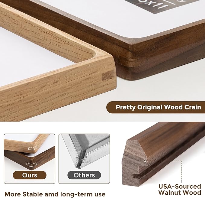 6x8 Frame USA-Sourced Natural Walnut Wood Solid Wood Photo Frame Handcrafted - Image 3