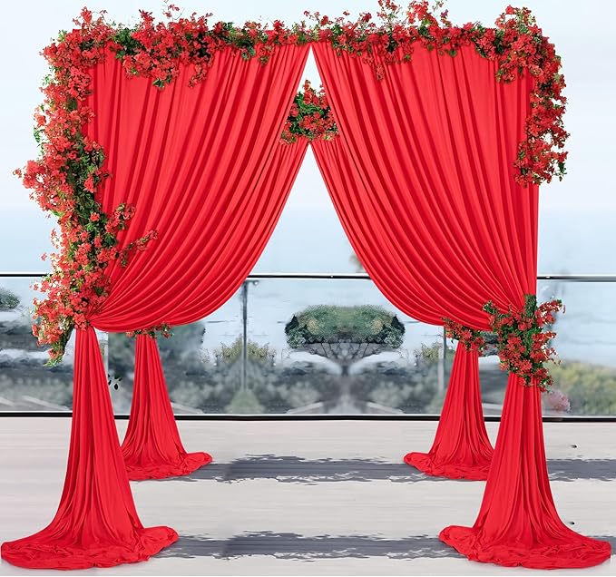 Outpain 30 ft x 8 ft Red Backdrop Curtain Panels, 6 Panels 5 ft x 8 ft Wrinkle - Image 6