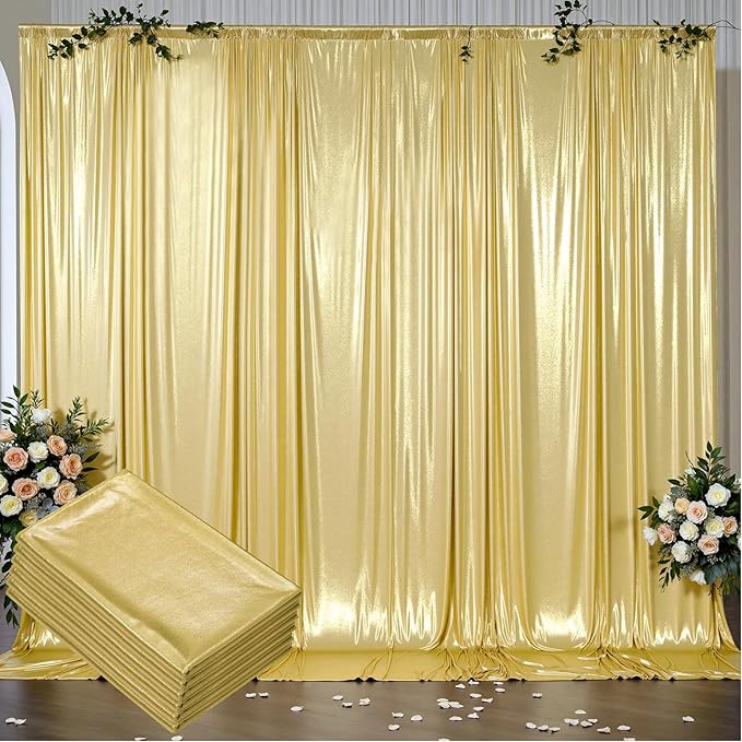 Outpain 30x10ft Gold Sequin Backdrop Curtains -Heavy Duty Gold Photography by Outpain