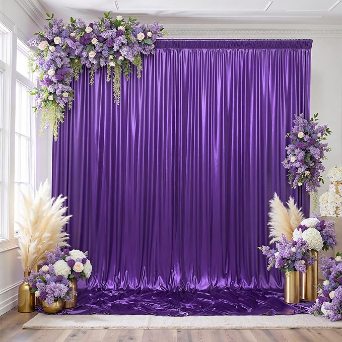 gogoparti 20x10FT Purple Sequin Backdrop Curtain by Gogoparti