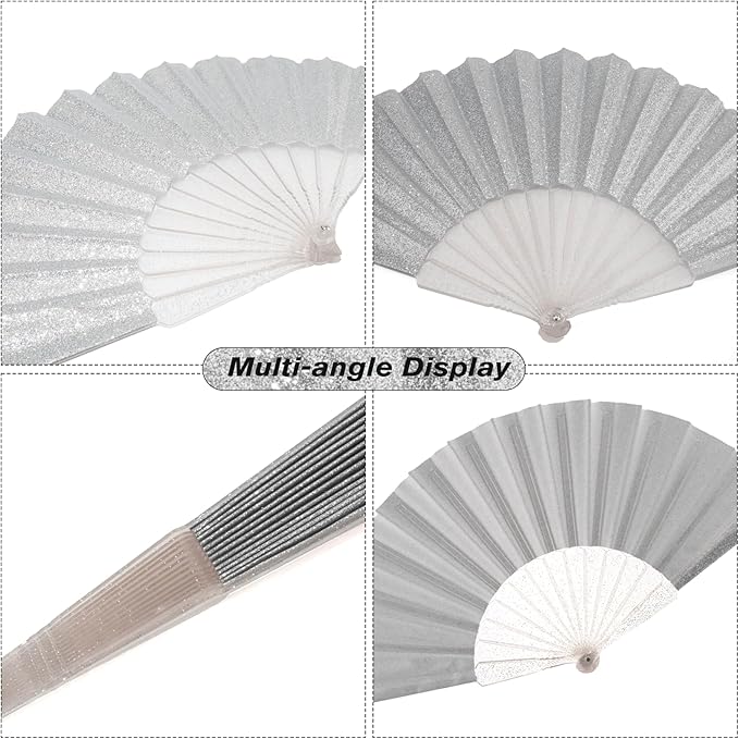 24 Pack Handheld Fan, Folding Hand Glitter fan - Image 5