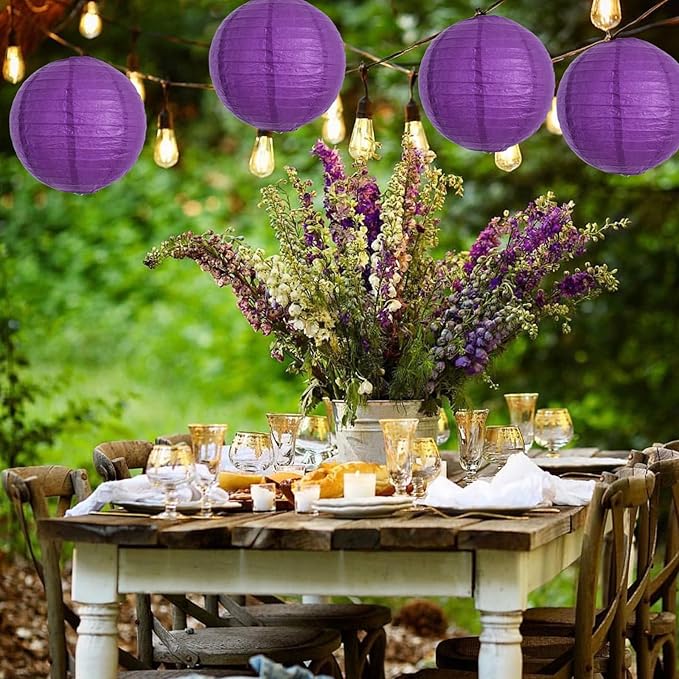 BEISHIDA 12-Inch Purple Round Paper Lanterns Hanging Decorative Chinese Paper - Image 4