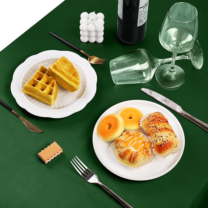TURSTIN 1 Packs Dark Green Satin Tablecloth 102 x 58 Inch Overlay Satin Table - Image 5