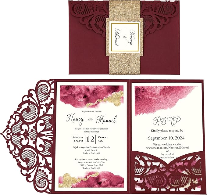 DORIS HOME 50PCS Laser Cut Wedding Invitations by DorisHome
