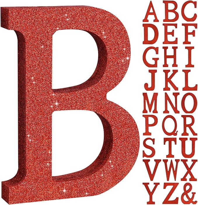 TONIFUL 8 Inch Red Glitter Letter B Table Centerpiece A-Z Red Birthday Party by TONIFUL