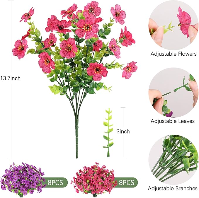 AmyHomie 16 Bundles Artificial Flowers - Image 2