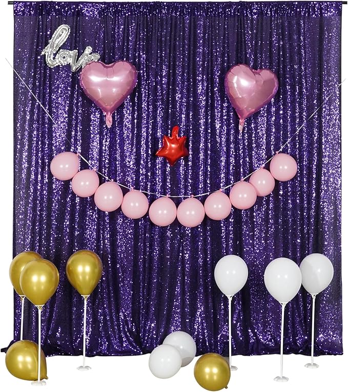 Poise3EHome Purple Sequin Backdrop, 8FT x 10FT Sequin Photography Backdrop - Image 3