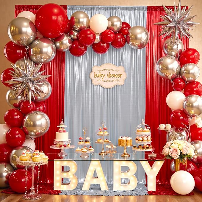 20x10ft Shimmer Red Sequin Backdrop Curtain - Image 8