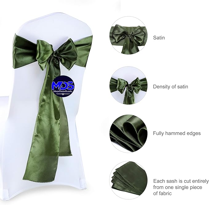 MDS Pack of 300 PCS Satin Chair Sashes Charmeuse Sateen Dining Chair Bows - Image 6