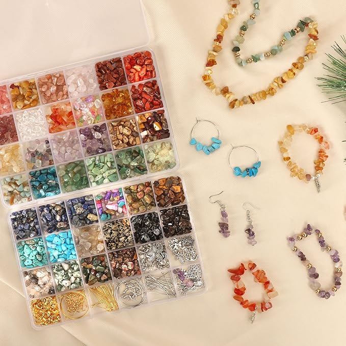 QUEFE 720pcs Crystal Chips Beads Ring Making Kit, 40 Colors Crystal Chips and - Image 6