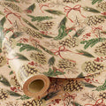 RUSPEPA Kraft Christmas Wrapping Paper Roll, Mini Roll, Pinecone and Greenery by RUSPEPA