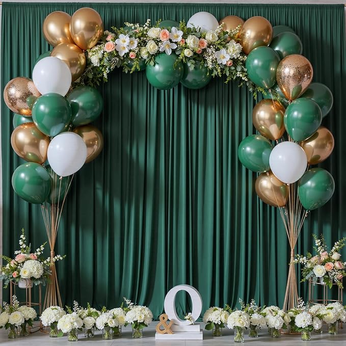 40 ft x 10 ft Wrinkle Free Hunter Green Backdrop Curtain - Image 8
