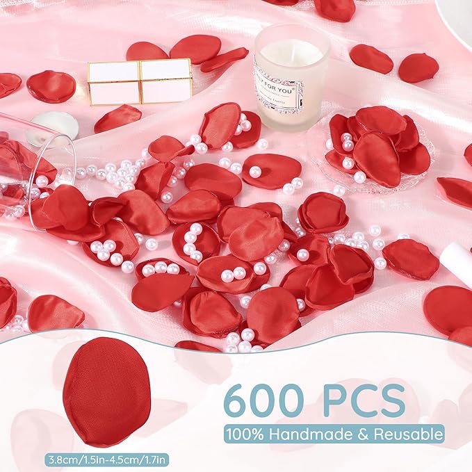 Suream 600 Pcs Flower Petals for Wedding, Flower Girl Basket, Romantic Night - Image 2